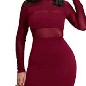 New Women's Long Sleeve Mini Dress Bodycon Sheer See Through Club Party …